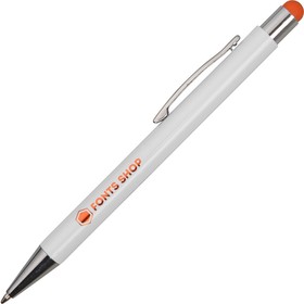 Ручка металлическая шариковая «Flowery» со стилусом и цветным зеркальным слоем, белый/оранжевый (Р)