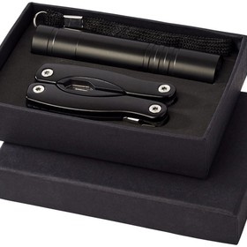 Подарочный набор Scout с многофункциональным ножом и фонариком, черный
