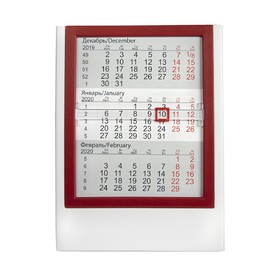 Календарь настольный на 2 года, белый с красным, 12,5х16 см, пластик, шелкография, тампопечать