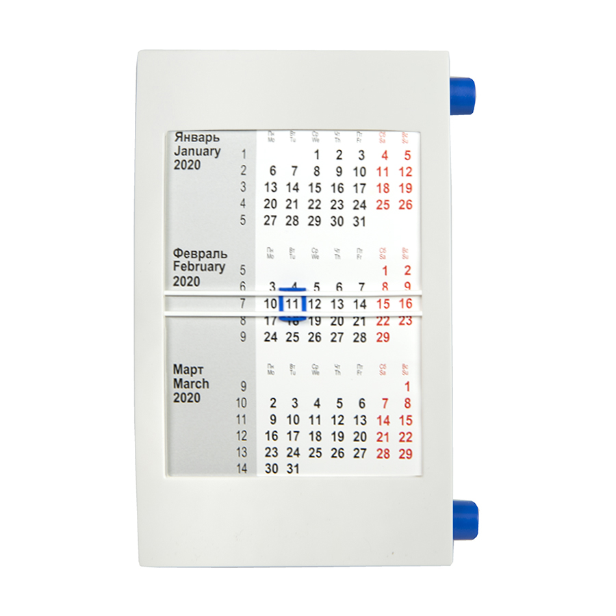 Календарь настольный на 2 года, белый с синим, 18х11 см, пластик,  тампопечать,… 5R9510/24 артикул