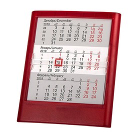 Календарь настольный на 2 года , прозрачно-красный, 12,5х16 см, пластик, тампопечать, шелкография