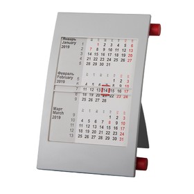 Календарь настольный на 2 года, серый с красным, 18х11 см, пластик, шелкография, тампопечать