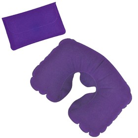 Подушка надувная дорожная в футляре, фиолетовый, 43,5х27,5 см, твил, шелкография