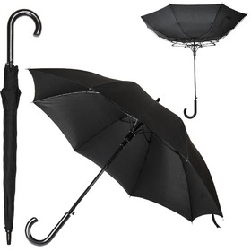 Зонт-трость ANTI WIND, полуавтомат, пластиковая ручка, черный, D=103 см