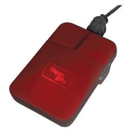 Мышь компьютерная, красный, 5х8,5х1см, прорезиненный пластик, лазерная