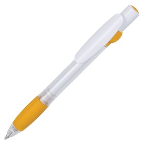 ALLEGRA SWING, ручка шариковая, желтый/белый, прозрачный корпус, белый барабанчик, пластик