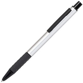 CACTUS, ручка шариковая, серебристый/черный, алюминий, прорезиненный грип