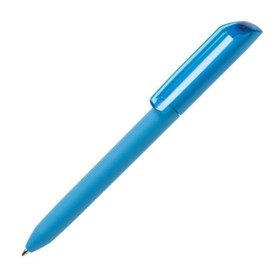 Ручка шариковая FLOW PURE, бирюзовый корпус/прозрачный клип, покрытие soft touch, пластик