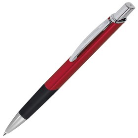 SQUARE, ручка шариковая с грипом, красный/хром, металл