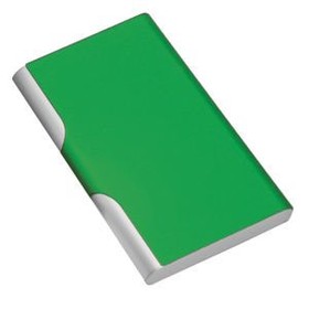 Визитница с брелоком, зеленый, 9,6х6,2 см, металл, лазерная гравировка, тампопечать
