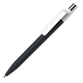 Ручка шариковая DOT, черный корпус/белый клип, soft touch покрытие, пластик