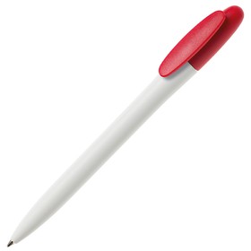 Ручка шариковая BAY, белый корпус/красный клип, непрозрачный пластик