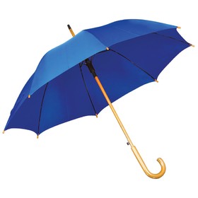 Зонт-трость с деревянной ручкой, полуавтомат, ярко-синий, D=103 см, L=90см, 100% полиэстер, шелкогра
