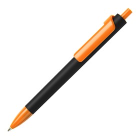 Ручка шариковая FORTE SOFT BLACK, черный/оранжевый, пластик, покрытие soft touch