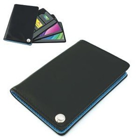 Футляр для пластик. карт,визиток,карт памяти и SIM-карт, черный с голубым, 7х10,3х1,2 см,иск.кожа