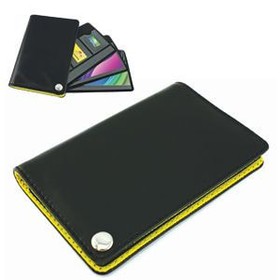 Футляр для пластик. карт,визиток,карт памяти и SIM-карт, черный с желтым, 7х10,3х1,2 см,иск.кожа