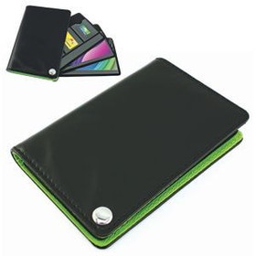 Футляр для пластик. карт,визиток,карт памяти и SIM-карт, черный с зеленым, 7х10,3х1,2 см,иск.кожа