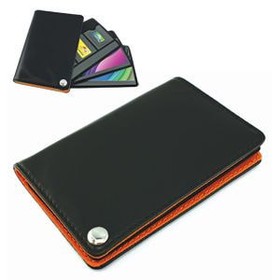 Футляр для пластик. карт,визиток,карт памяти и SIM-карт, черный с оранжевым, 7х10,3х1,2 см,иск.кожа