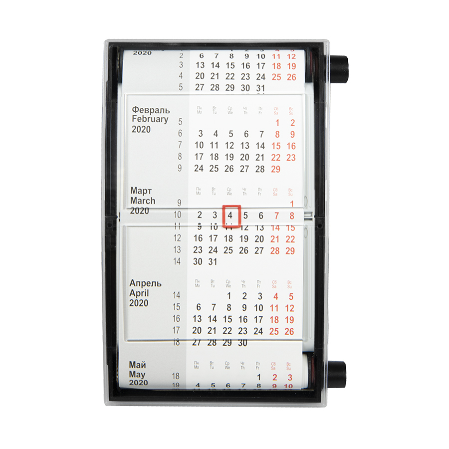 Календарь настольный на 2 года, размер 18,5*11 см, цвет- черный, пластик  5R9561/35 артикул