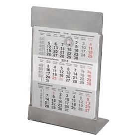 Календарь настольный на 2 года, размер 18*11,5 см, цвет- серебро, сталь