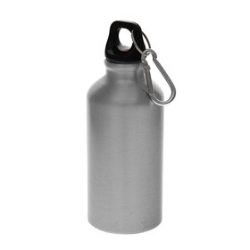 Бутылка для воды MENTO с карабином, серебряный, 400 мл., алюминиевая