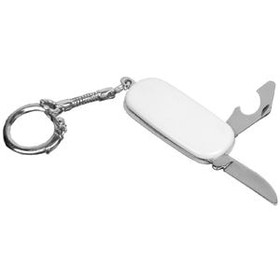 Нож-брелок с открывалкой, белый, 4,6х2,7х0,8 см, пластик, тампопечать