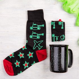 Набор подарочный STARPOWER: носки, кружка, коробка, стружка, черный