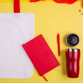 Набор подарочный SWEETFACE: бизнес-блокнот, ручка, термокружка, сумка, красный