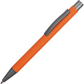 Ручка металлическая soft touch шариковая «Tender» с зеркальным слоем, оранжевый/серый