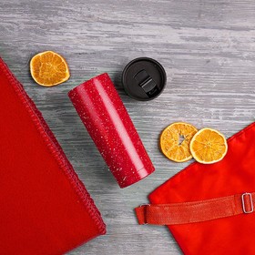 Набор подарочный B`COZY: плед, термокружка, рюкзак, красный