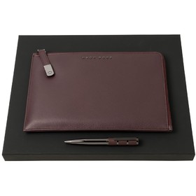 Набор Hugo Boss: конференц-папка с блокнотом А5 и ручка, бордовый