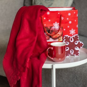Набор подарочный СHRISTMASWARM: плед, кружка, украшение, пакет, красный