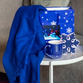Набор подарочный СHRISTMASWARM: плед, кружка, украшение, пакет, синий