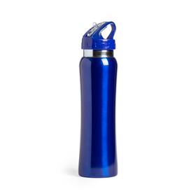 Бутылка для воды SMALY с трубочкой, синий,  800 мл, нержавеющая сталь