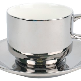 Серебряная чайная пара: чашка на 250 мл с блюдцем