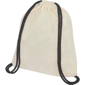 Рюкзак со шнурком Oregon, имеет цветные веревки, изготовлен из хлопка плотностью 100 г/м², черный