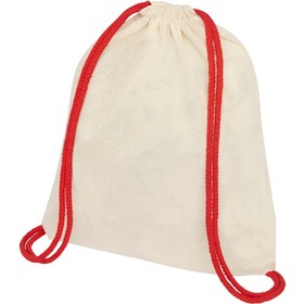 Рюкзак со шнурком Oregon, имеет цветные веревки, изготовлен из хлопка плотностью 100 г/м², красный