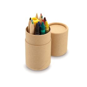 Набор канцелярский PIXI: 6 цветных карандашей, 6 восковых мелков, 1 точилка, картонный корпус