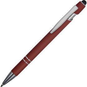 Ручка металлическая soft-touch шариковая со стилусом «Sway», темно-красный/серебристый