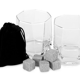 Набор для виски: 2 бокала, 6 камней, мешочек, коробка