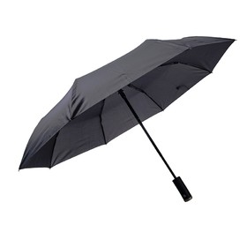 Зонт PRESTON складной с ручкой-фонариком, полуавтомат, темно-серый, D=100 см, нейлон