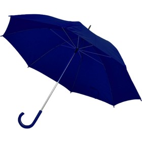 Зонт-трость с пластиковой ручкой, механический, темно-синий, D=103 см, нейлон, шелкография