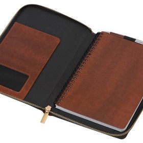 Бизнес-блокнот на молнии А5 «Fabrizio» с RFID защитой и ручкой, коричневый