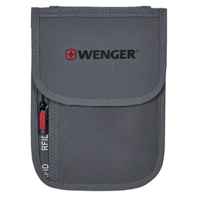 Чехол для документов WENGER на шею с системой защиты данных RFID, серый, полиэстер, 19 x 14 см