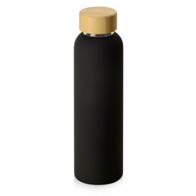 Стеклянная бутылка с бамбуковой крышкой «Foggy», 600мл, черный (Р)