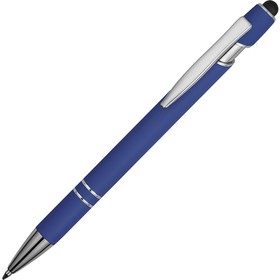Ручка металлическая soft-touch шариковая со стилусом «Sway», ярко-синий/серебристый