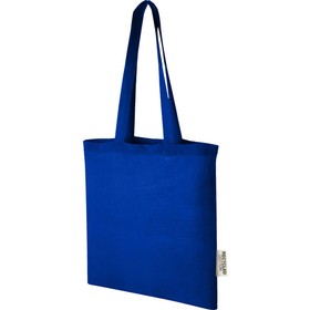 Эко-сумка Madras объемом 7 л из переработанного хлопка плотностью 140 г/м2, ярко-синий