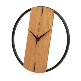Деревянные часы с металлическим ободом, диаметр 30 см, 