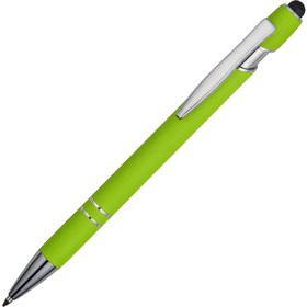 Ручка металлическая soft-touch шариковая со стилусом «Sway», зеленое яблоко/серебристый (P)