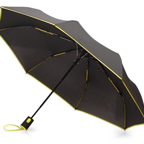 Зонт-полуавтомат складной Motley с цветными спицами, черный/желтый